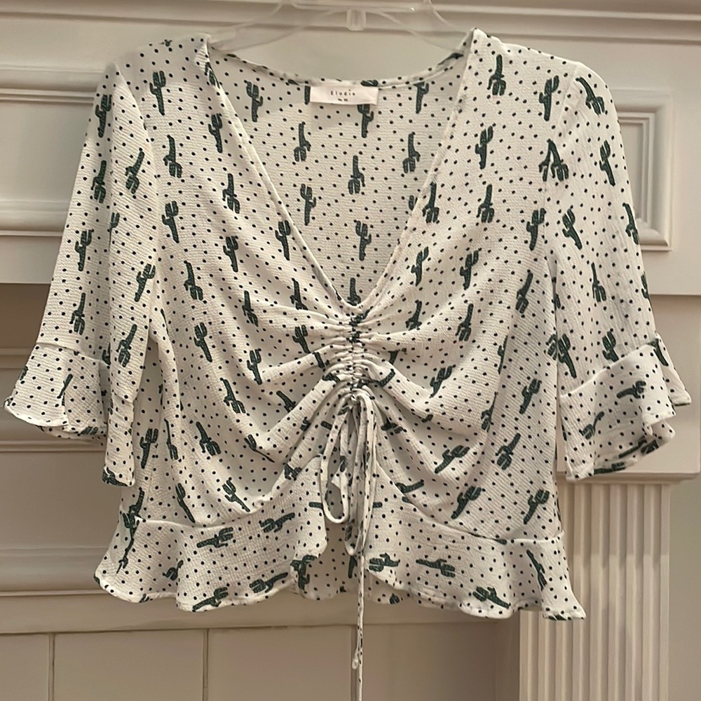 Bloomingdales cactus top adjustable front pull tie Elodie XS